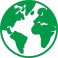 An icon of the Earth in green color, representing cultural values held by staff from different backgrounds.
