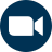 An icon of a video recorder to indicate online meeting or recording.