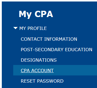 My CPA portal menu