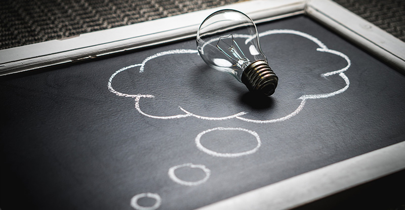 CPA Preparatory Courses Marks Release – What should I do now? A photo of a black slate with a cloud drawn on it and a light blub is placed on the cloud.