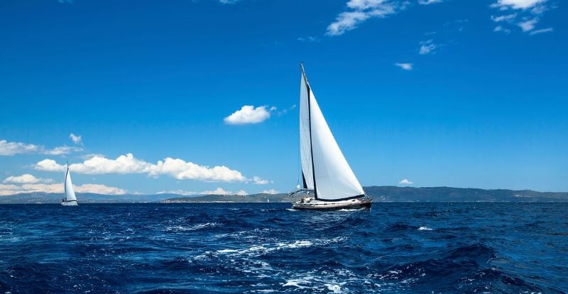 PEP-Check: Exploring Complementary Designations A photo of two sailboats gliding on the sea under a clear blue sky, capturing a serene and peaceful moment.