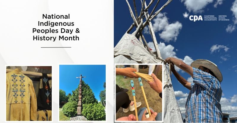 A collage of photos taken at the Nation Indigenous History month, with the CPAWSB logo on the top right.