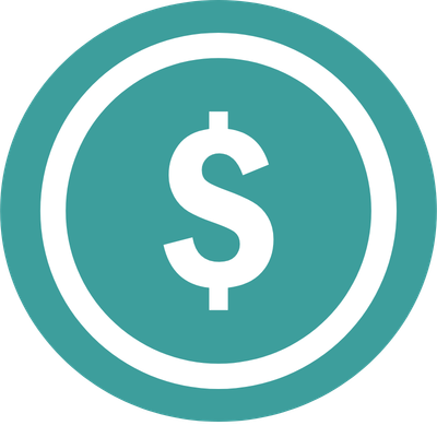 a blue circle with a white dollar sign