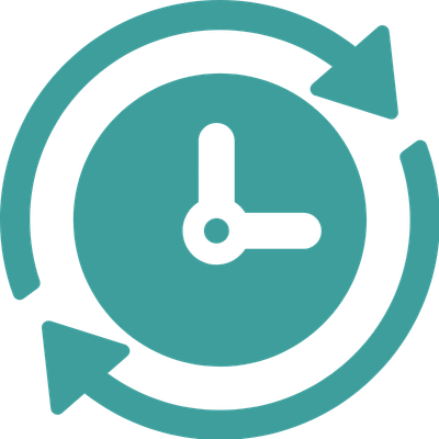 a clock with arrows around it