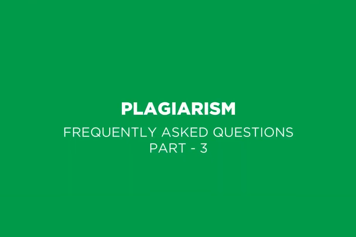 A screenshot that says plagiarism frequently asked questions part 1. This is image holder for a YouTube video.