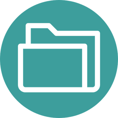 a blue circle with black and black folders