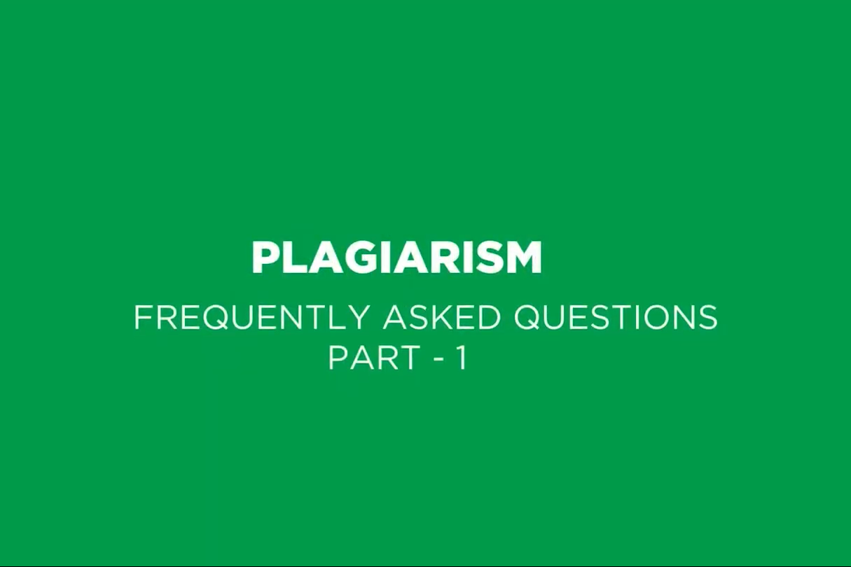 A screenshot that says plagiarism frequently asked questions part 1. This is image holder for a YouTube video.